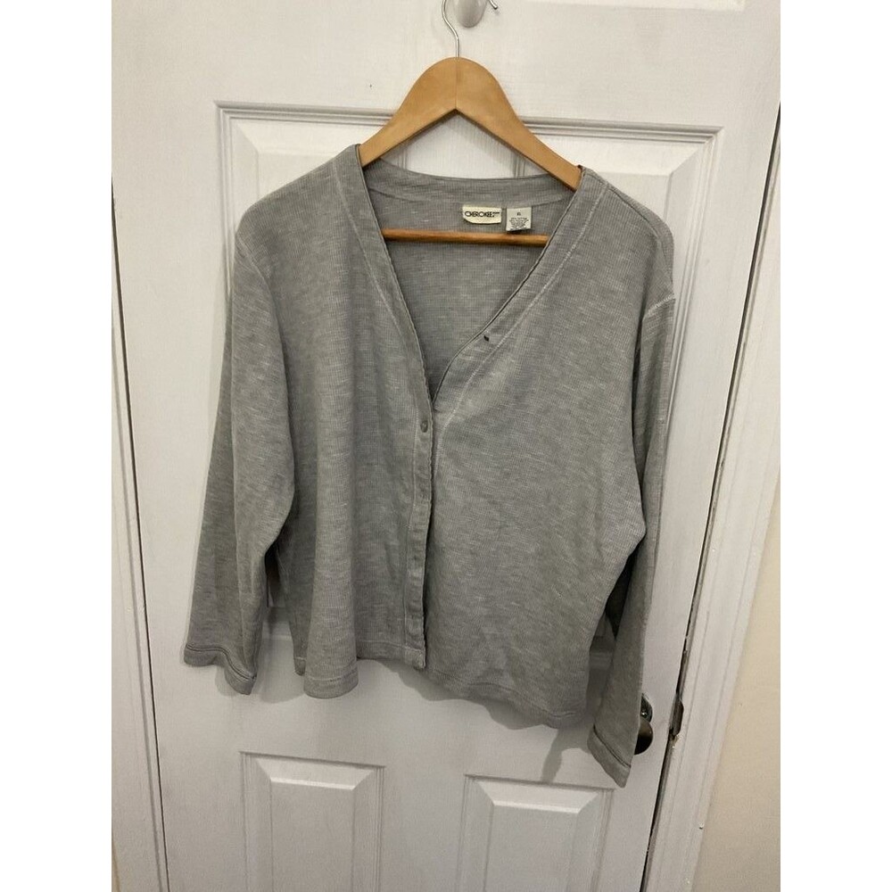 Cherokee Gray Button-Up Cardigan Sweater - Size XL